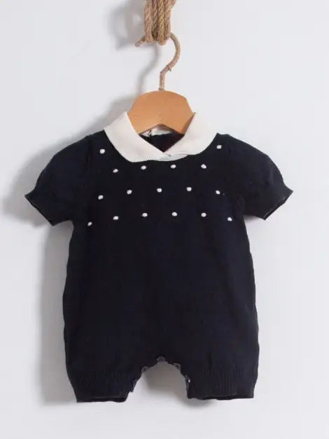 Navy Organic Cotton Knitted Romper