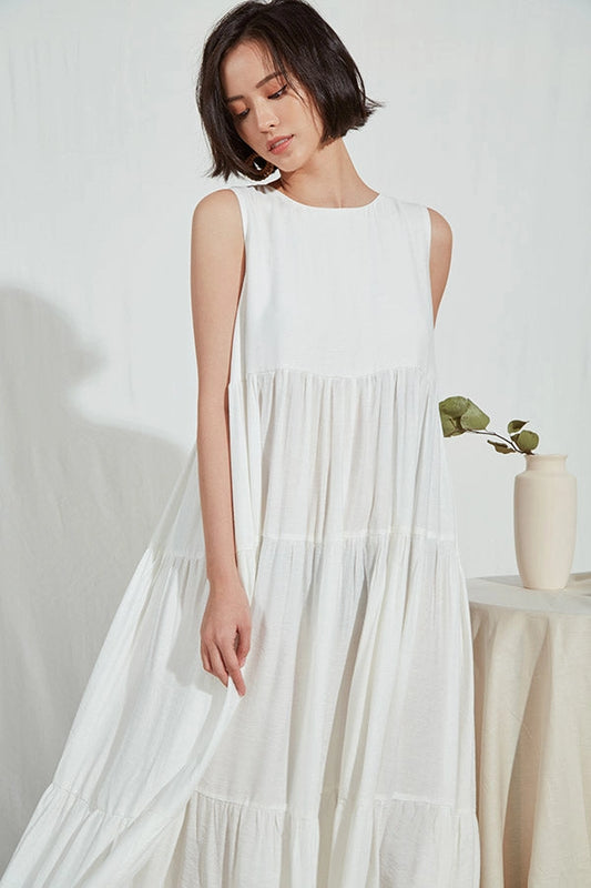 White Crepe Maxi Dress