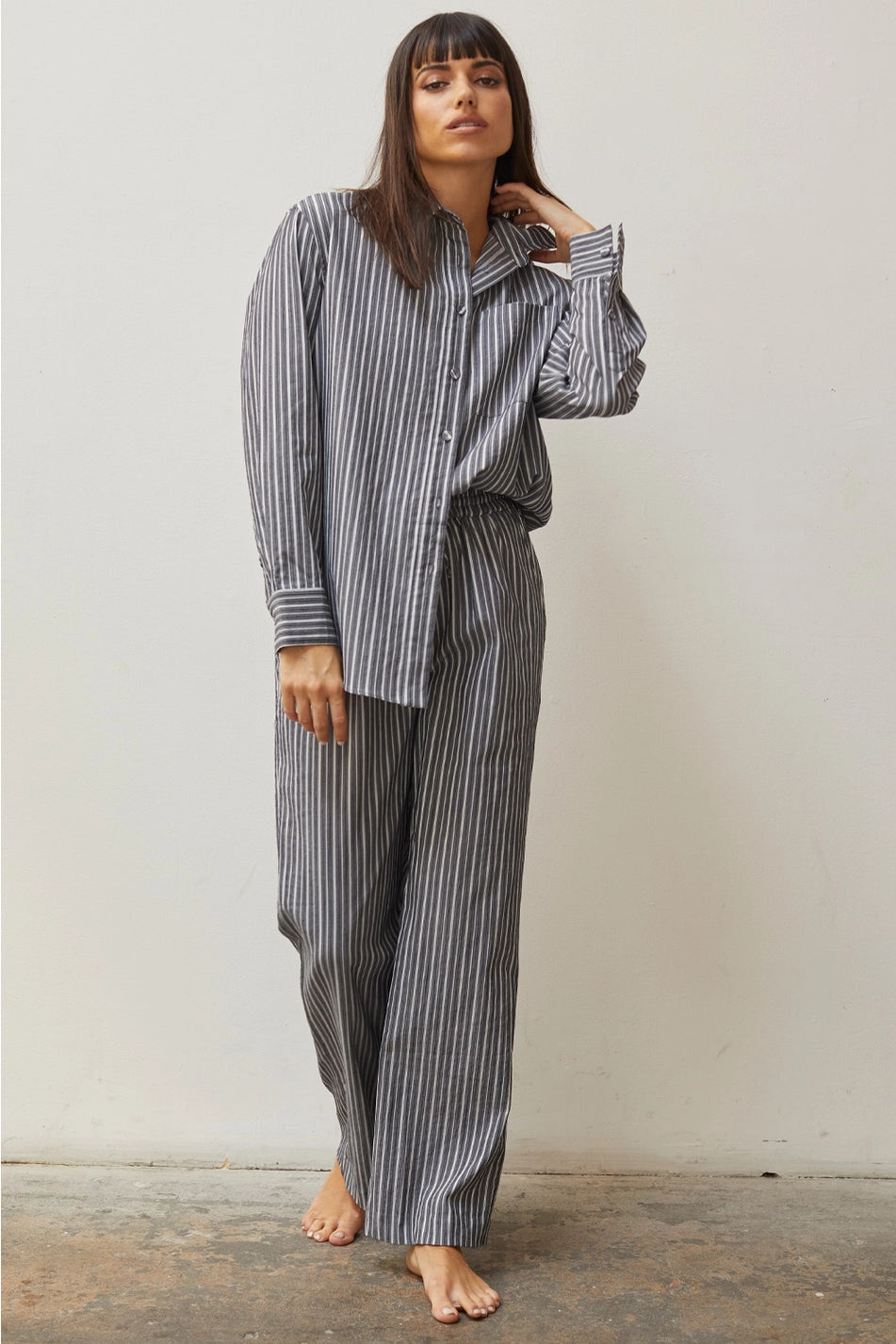 Jia Striped Shirt Pj Set