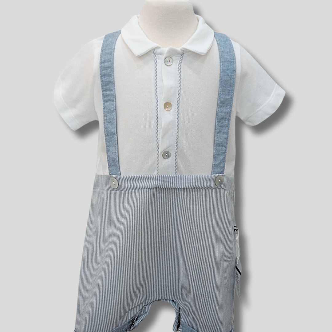 Cotton Stripped Boy Overalls Set