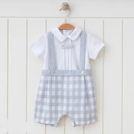 Natural Linen Boy Set Plaid