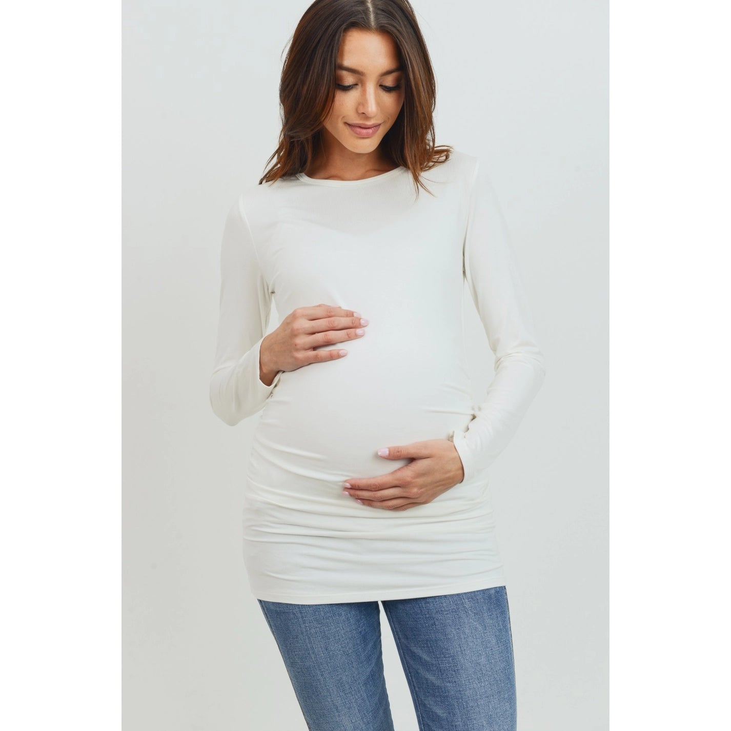 Fitted Long Sleeve Maternity Basic Jersey Top