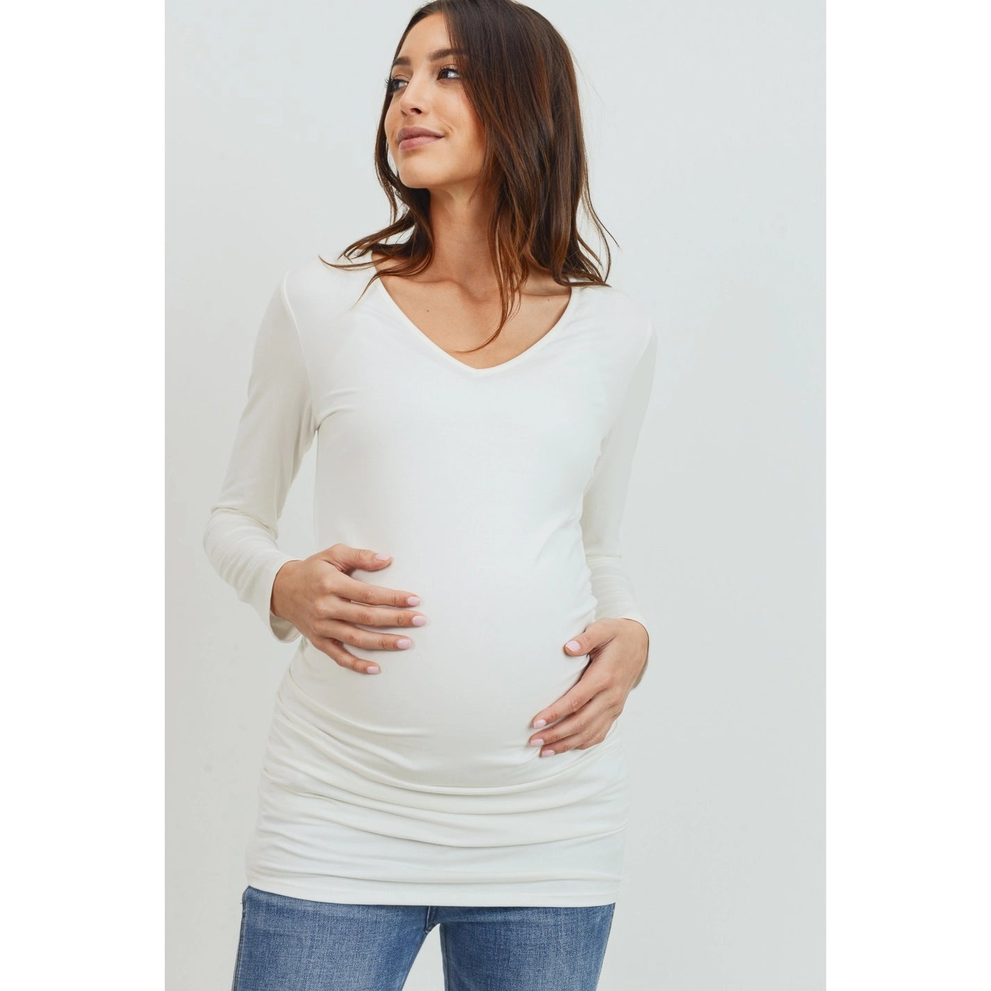 Jersey Scoop Neck Long Sleeve Maternity Top